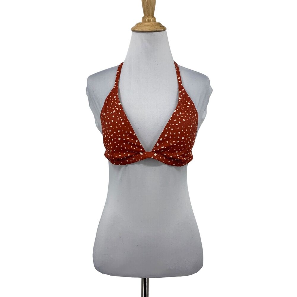 Chelsea28 Red Elevated Triangle Bikini Top Womens M Medium Padded Halter Tie